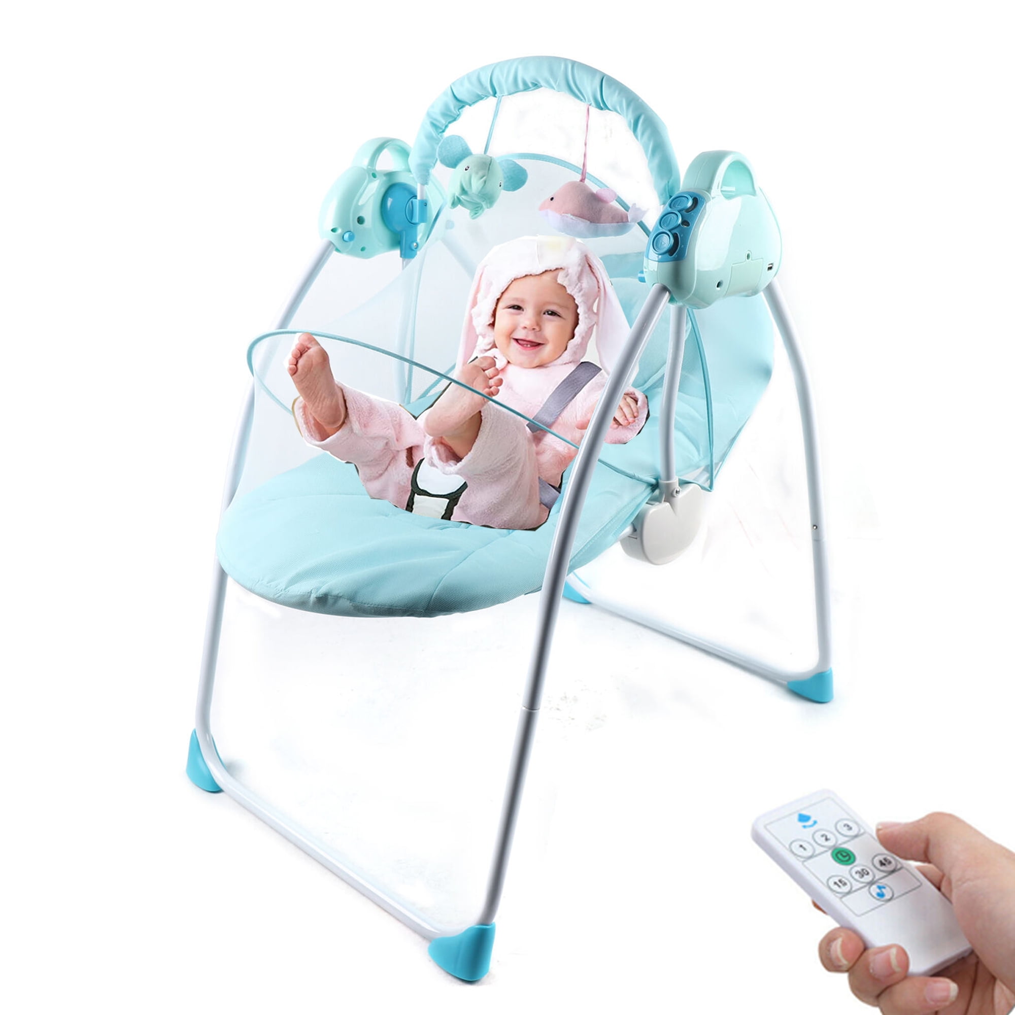 Electric Baby Swing for Infants, Bluetooth Swing Baby Bouncer Baby with