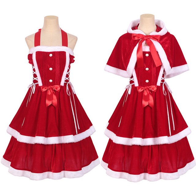 Disfraz de Papá Noel para mujer, lencería sexy, lindo vestido de terciopelo, capa, traje de mucama, uniforme para niña