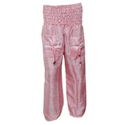 Mogul Women's Harem Pants Pink Printed High Waist Long Casual Pant