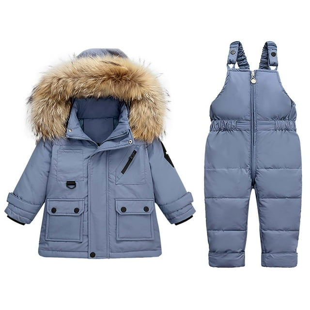 Birdeem Winter Baby Boys Girls Thickened Down Jacket Strap Pants Two-Piece Suit
