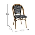 thumbnail image 6 of BizChair Indoor/Outdoor Commercial Bistro 31.5" Table, Black and White PE Rattan, Glass Top with 2 Stack Chairs, 6 of 10