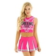 thumbnail image 1 of Oyolan Uniforme de Cheerleader Sans Manches pour Femme avec Jupe Robe Rose Vif m, 1 of 8