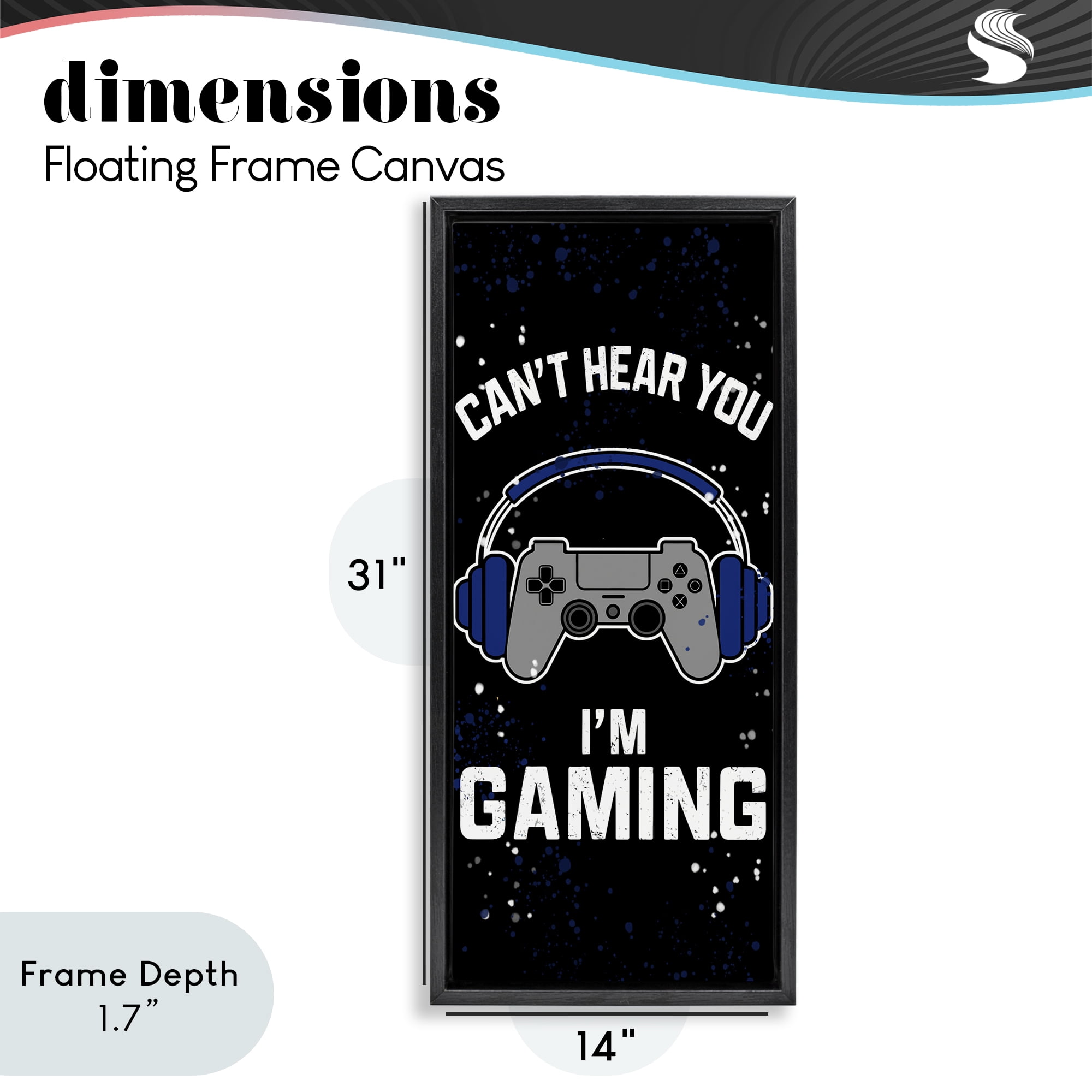 Stupell Industries Can't Hear You Gaming Black Framed Floater Canvas Wall Art, design by Kim Allen