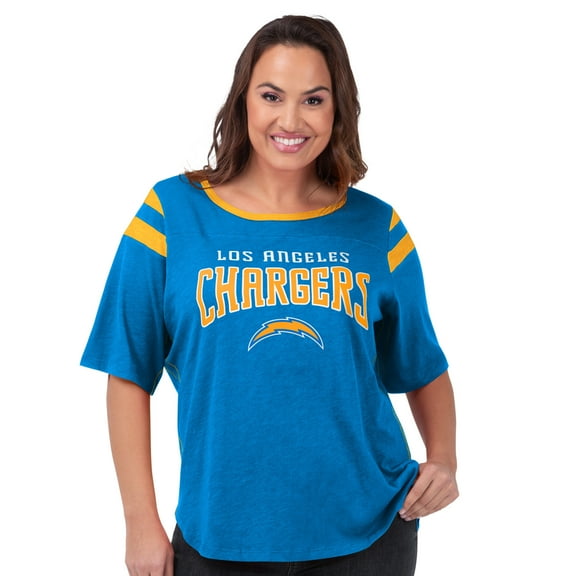 Women's G-III 4Her by Carl Banks Light Blue Los Angeles Chargers Plus Size Linebacker T-Shirt
