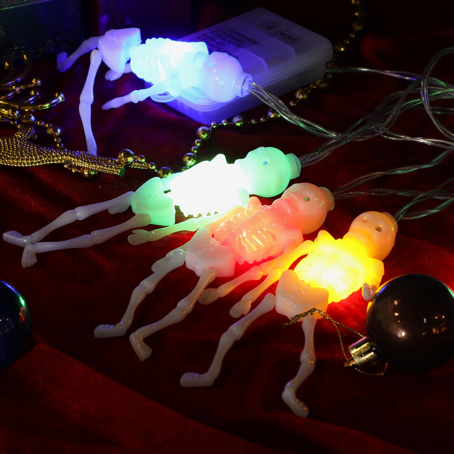 Halloween Decorations Skeleton Skull String Lights, 10 LEDs
