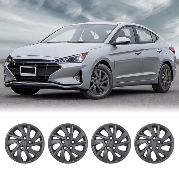 4 PCS 15 inch Hubcaps for 2011-2016 Hyundai Elantra Sedan Bolt-On Matte Black 6 Spoke with 5 Lug Holes Style 15 inch Wheel Rims Cover
