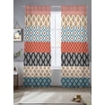 thumbnail image 2 of Boho Colorful Sheer Curtains 96 inches Long 2 Panels Set Striped Ethnic Style Geometric Classical Retro Tiers Sheers Rod Pocket Small Window Short Curtains for Kitchen Cafe, Each 52" W x 96" L, 2 of 7