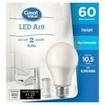 thumbnail image 2 of Great Value 60W A19 Daylight LED bulbs 2-pack, 2 of 3