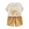 thumbnail image 2 of Letdown Toddler Boys Soccer Print Outfits Crew Neck Short Sleeve Tee Shirts and Solid Color Comfortable Shorts Activewear Two Piece Set Summer Clothes Outfits 3-12 Years Outdoor Wear, 2 of 5