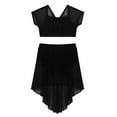 thumbnail image 3 of Aislor Kids Girls Lyrical Dance Dress Outfits Crop Top with Irregular Hem Skirts Latin Jazz Modern Dancewear Black 8, 3 of 7