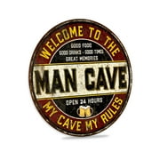Welcome to the Man Cave Sign Garage Mancave Décor Home Bar Beer Wall Art Decorative Signs 12" Round 200122001008