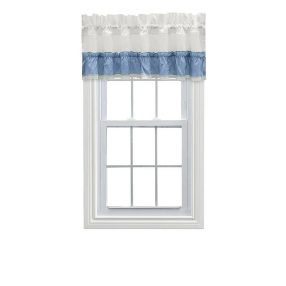 Ellis Curtain Madelyn Ruffled Victorian 1.5" Rod Pocket Valances for Windows 60" x 16" Slate
