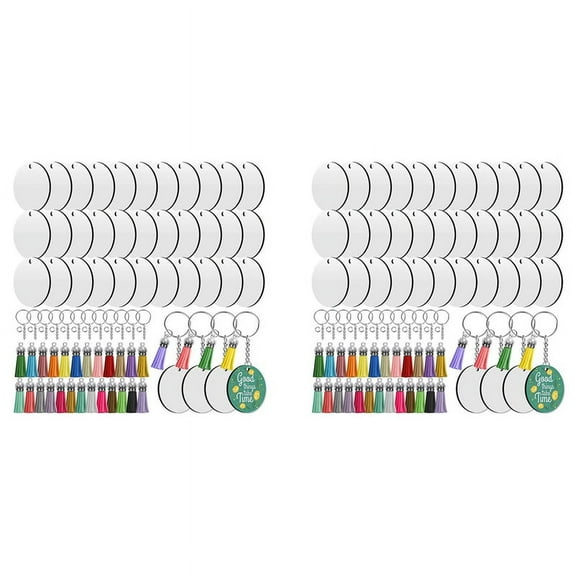 Sublimation Blanks Keychains,400 PCS 2Inch Round Sublimation Blanks Keychain Circle with Tassels,for DIY