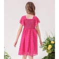 thumbnail image 5 of Aridak Girls Chiffon Dress Flutter Ruffle Short Sleeve Kids Square Neck Frocks Hot Pink 6-13Y, 5 of 7