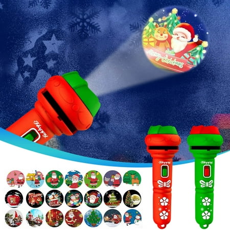 Womail Christmas Gift,Projection Flashlight Light Toys Early Knowledge Picture Christmas Pattern Stalls Toys Flashlight Christmas Projector Realistic 24 Patterns Santa Christmas Tree