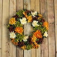 thumbnail image 3 of Northlight Floral Chrysanthemum Artificial Fall Harvest Wreath - 19.5", 3 of 3