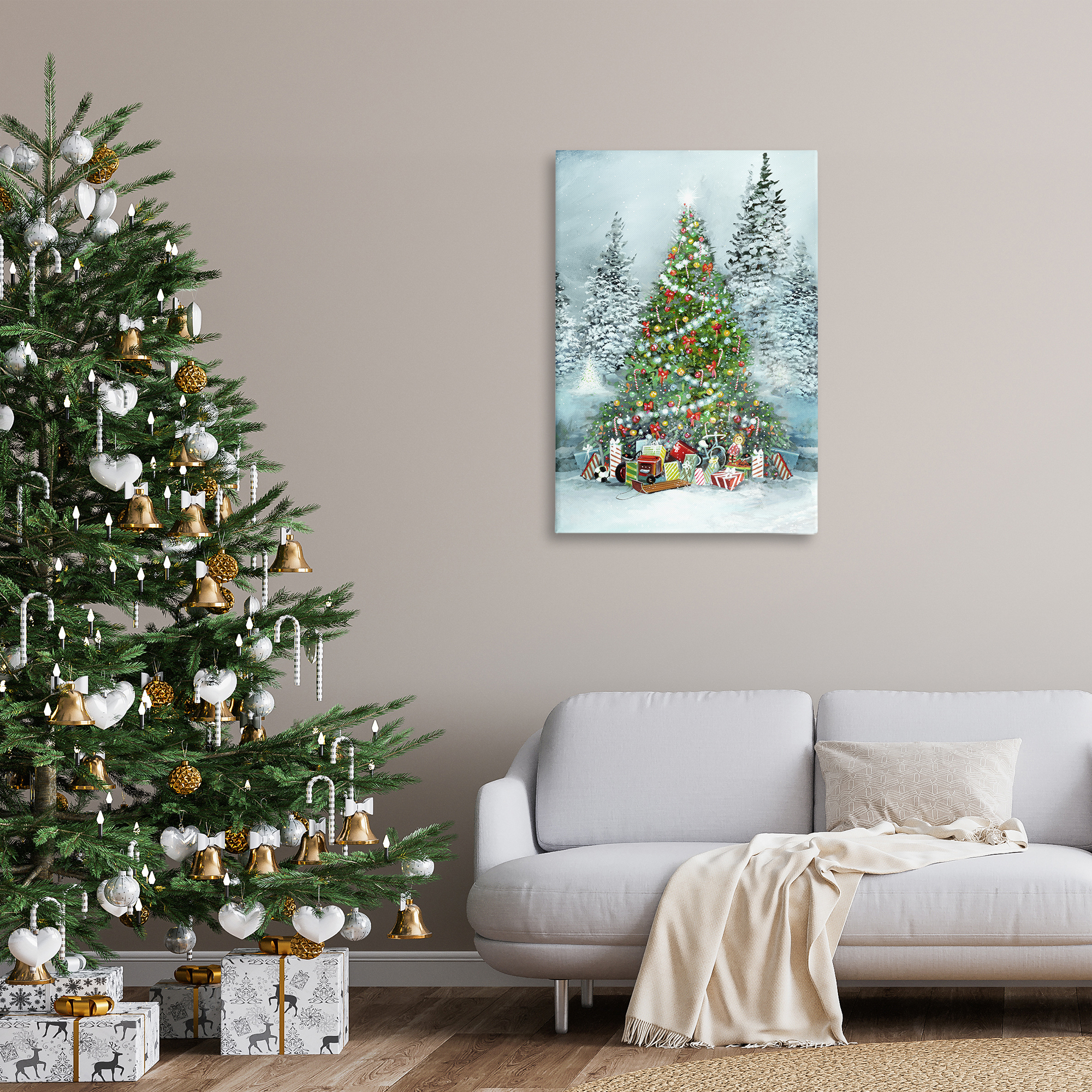 Stupell Industries Mistletoe Kisses Phrase Holiday Painting Gallery Wrapped Canvas Art Prints Wall Art, 24 x 36