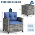 thumbnail image 2 of IdealHouse 3-Piece PE Rattan Patio Set, Outdoor Chairs Glass Table, All-Weather Conversation Set for Patio Balcony, 2 of 6