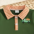 thumbnail image 7 of newwalpole Toddler Boy Christmas Car Plaid Polo Outfit - 2 Piece Set with Embroidered Sweatshirt and Checkered Pants for Holiday Dark Green for Size 5-6 Years, 7 of 7