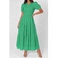thumbnail image 3 of PRETTYGARDEN Womens Summer Maxi Dresses Casual Puff Sleeve V Neck Smocked Flowy Eyelet Cotton Dress Spring Sundress, 3 of 8
