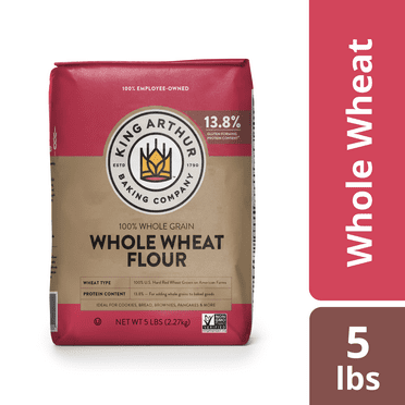 King Arthur, Whole Wheat Flour, 100% Whole Grain, Non-GMO Project Verified, Certified Kosher, 5 lbs