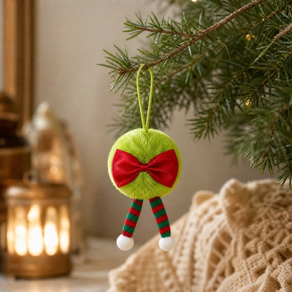 2026 Christmas Home Party Decor Christmas Ornament Fuzzy Green Hanging Decor With Red Bow And Legs Plushs Elfs Leg Pendant Cute Hanging Ornaments For Christmas Tree Wreath Holiday Supplies