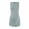 thumbnail image 5 of Mlqidk Womens Tennis Dress Side Slit Golf Active Sport Athletic Mini Dresses Build In Shorts with Pockets Light Green L, 5 of 9