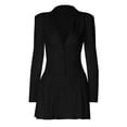 thumbnail image 3 of Vestido sexy de mujer con cuello en V profundo y chaqueta tipo cárdigan - Bordes con volantes, mezcla de poliéster y spandex, talla XS para fiestas de otoño/invierno, 3 of 8