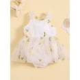 thumbnail image 2 of Bagilaanoe Newborn Summer Outfits Baby Girl Rompers Dress Flower Embroidery Sleeveless Bodysuits 3M 6M 9M 12M 18M Infant Patchwork A-line Dresses, 2 of 9