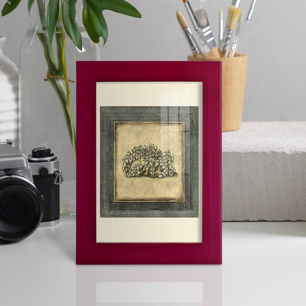 Mini Exotic Coral I (U) - Framed Print w/glass - Cherry Red