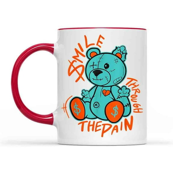 Dusty Cactus White Orange Aqua Blue Color Match Accent Mug (Red, 11oz)Ceramic mugs, mugs with handle, can heat up