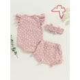 thumbnail image 4 of Bagilaanoe 3pcs Newborn Baby Girl Shorts Set Fly Sleeve Romper Tops + Ruffle Shorts + Headband 3M 6M 12M 18M Infant Casual Summer Clothes, 4 of 7