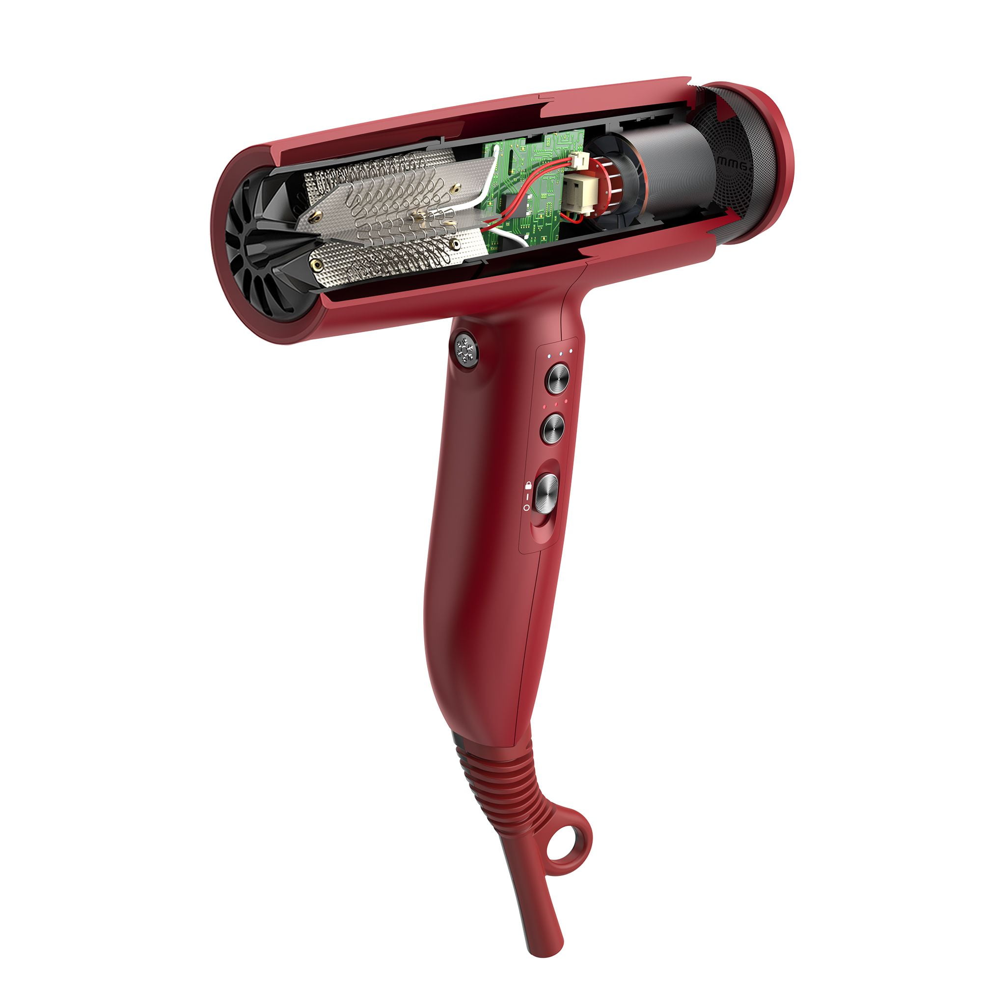 GAMMA+ XCell Professional Ultra-Lightweight Hair Dryer Digital Motor Ionic Technology Whisper Quiet 12 Heat and Speed Settings, Matte Red