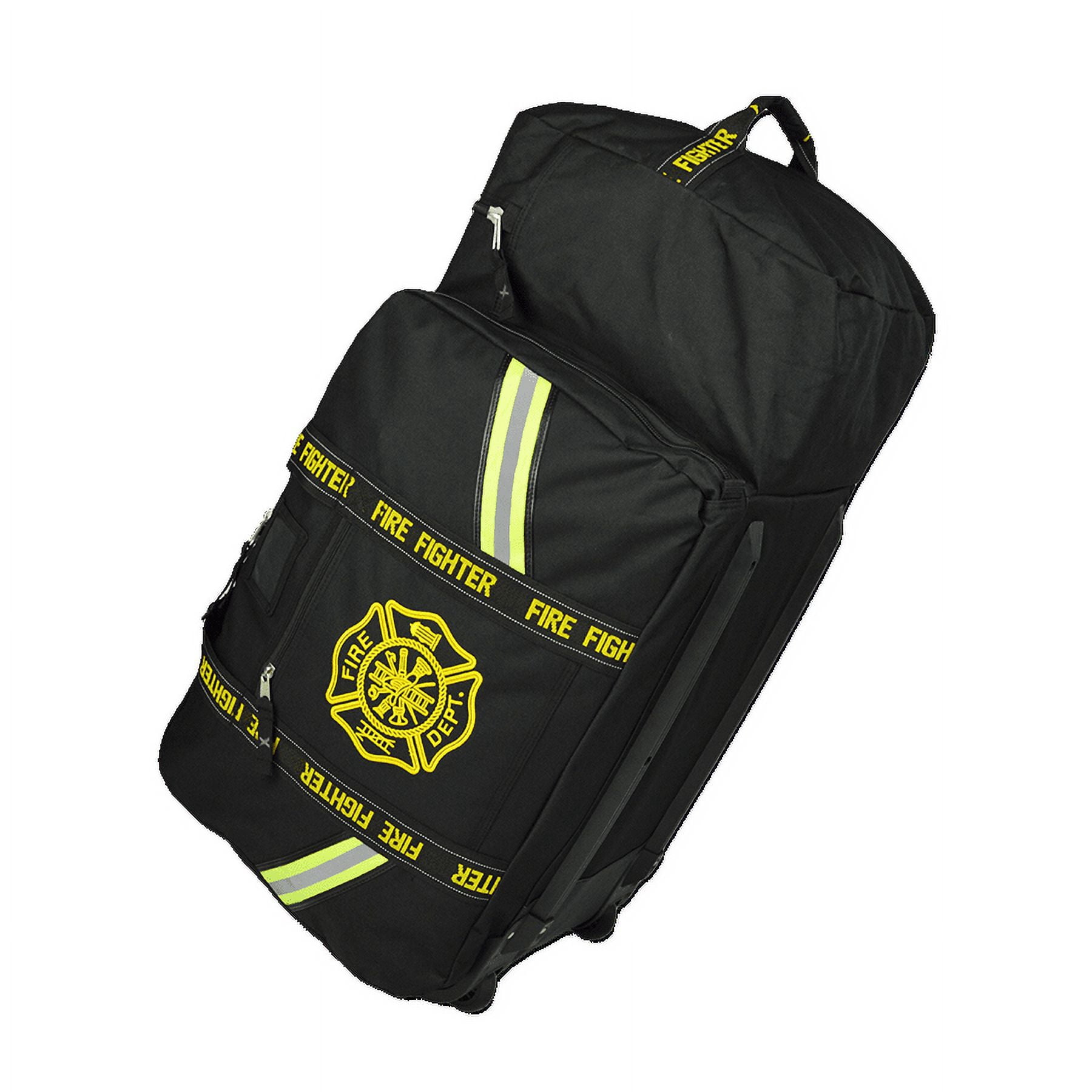 Lightning X Fireman's Value Edition XL Firefighter Step-in Turnout Gear Bag w/Wheels, Helmet Pocket & Maltese Cross for First Responder Black