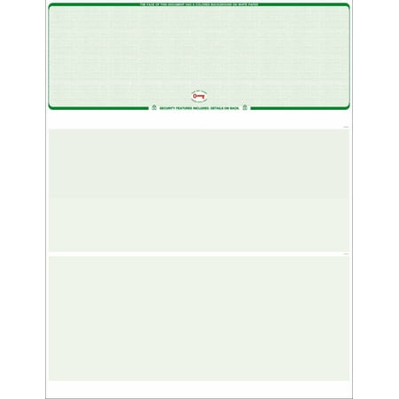 Blank Check Stock - 250 Blank Computer Check Stock - Check on Top - Green (Linen Green)