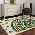 thumbnail image 3 of Kitchen Mats for Floor 3x5 Ft, St Patrick's Day Non Slip Area Rugs for Kitchen Bedroom Entryway, Spring Lucky Shamrock Rainbow Beige Washable Carpet Runner Rug Floor Mats for Bedroom Home Decor, 3 of 8
