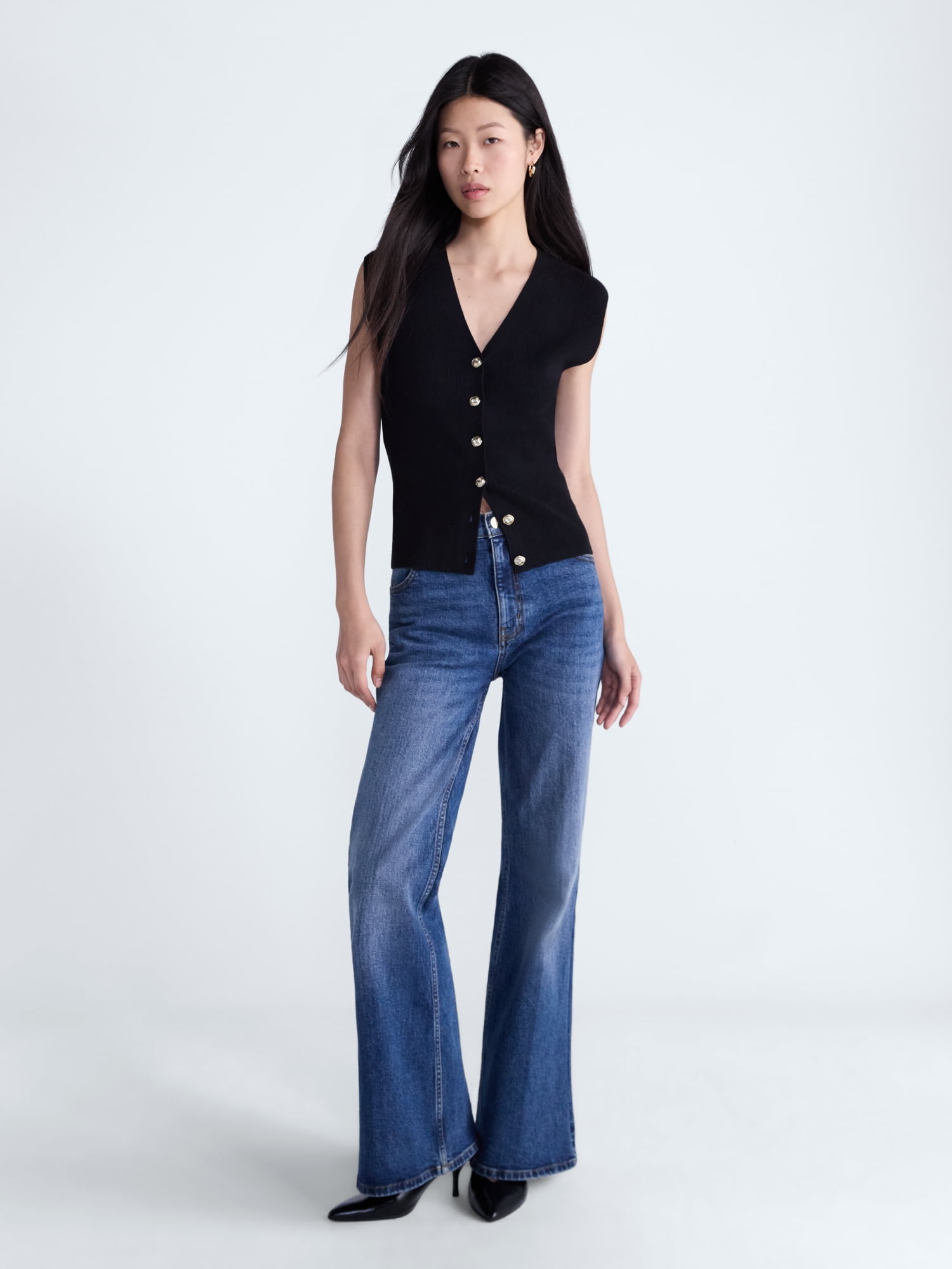 Scoop Women’s and Women’s Plus High Rise Creased Flare Jeans, 30'' Inseam, Sizes 0-28W