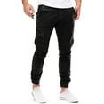 thumbnail image 4 of Mysszz Men's Solid Color Pocket Mid Waist Straight Fit Full Length Cargo Pants, 4 of 5