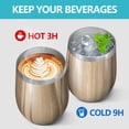 thumbnail image 4 of 12oz Insulated Wine Tumbler with Lid & Straw, Stainless Steel Egg Shape Cup, Wood Print, 4 of 5