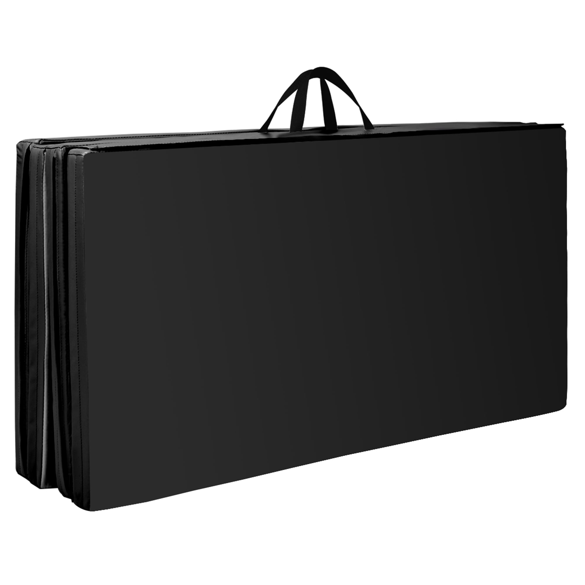 Gymax Foldable Gymnastics Exercise Mat Tumbling Pad 4 Ft. x 8 Ft. with Carrying Handles, Black