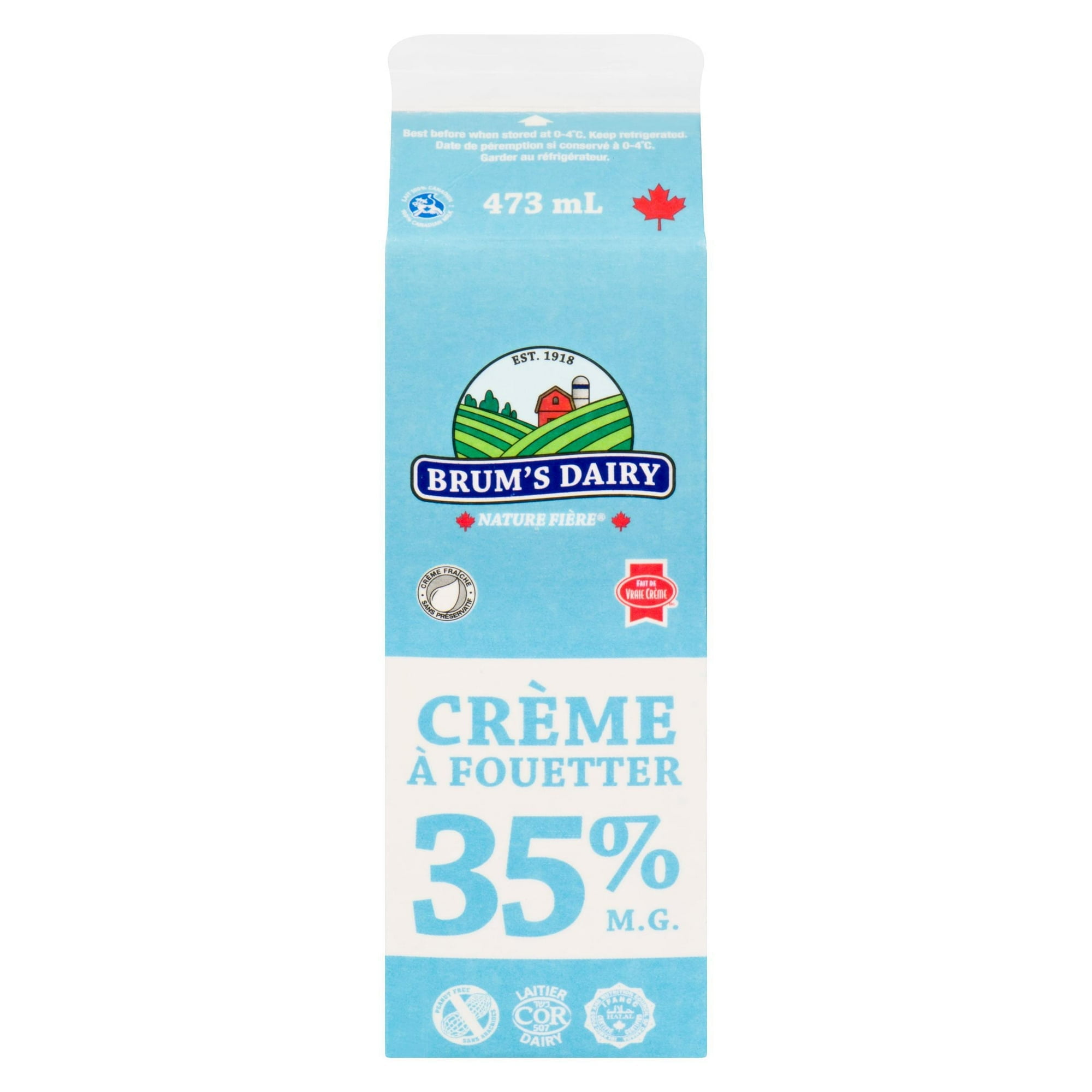 Crème à fouetter à 35 % M.G. de Brum's Carton de 473 ml