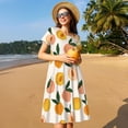 thumbnail image 4 of Naloa Peach1 Print Womens Summer A-Line Dress with Pockets,Short Sleeve Dresses,Flowy Beach Swing Dress for Vacation Travel, 4 of 6