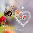 thumbnail image 3 of YAFEINI Heart Butterfly Rose Necklace 925 Sterling Silver Butterfly Necklace Pendant Women's Heart Necklace Birthday Jewelry Gift, 3 of 6