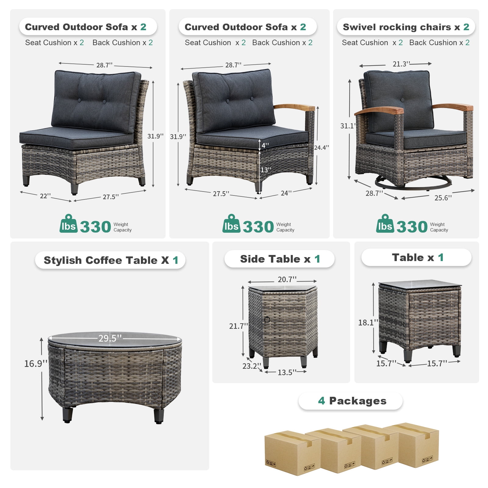 MEISSALIVVE 9-Piece Outdoor Patio Furniture Set