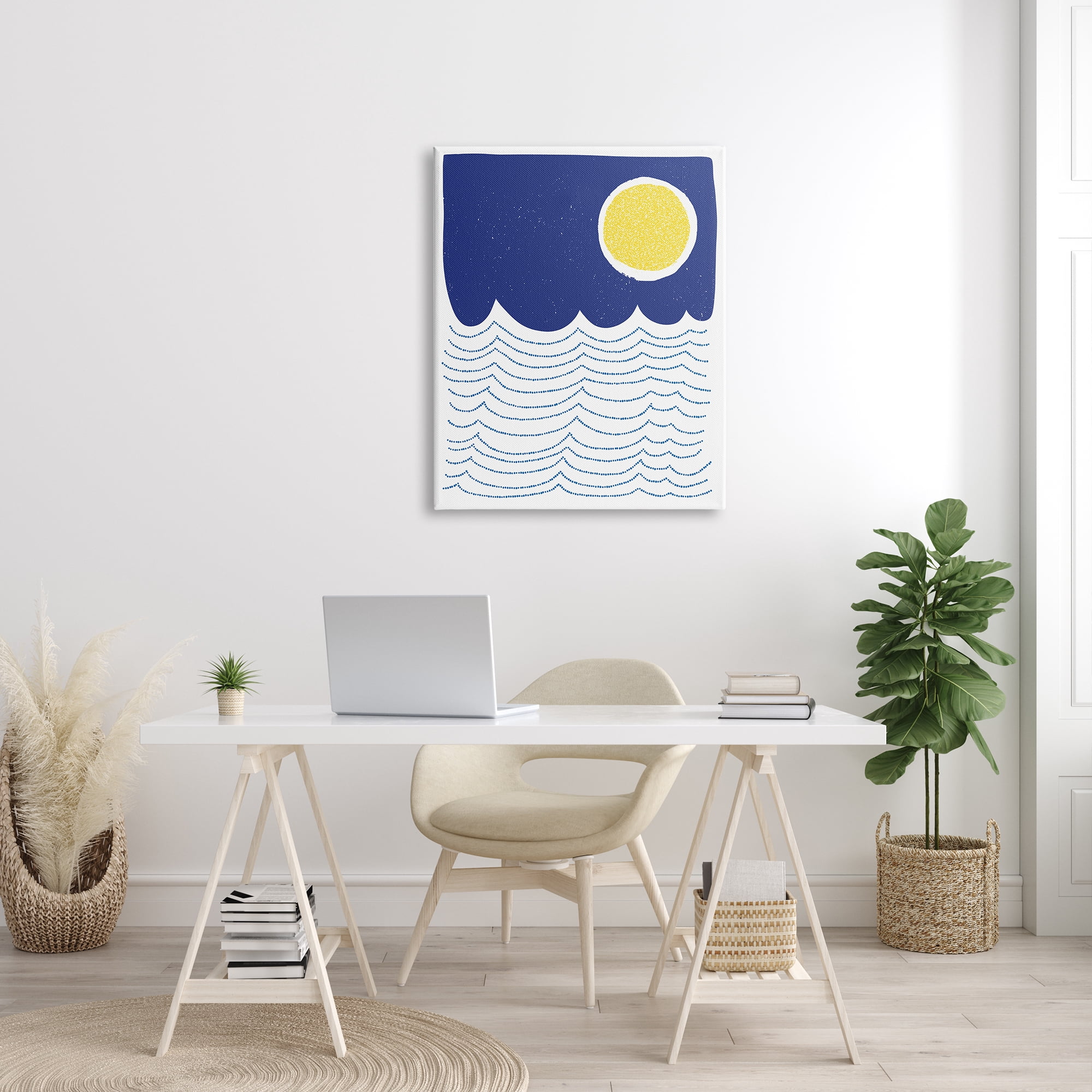 Stupell Industries Bold Summer Sun Nautical Abstract Striped Ocean Waves, 30 x 40, Design by Jen Bucheli