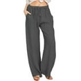 thumbnail image 1 of Pantalones de yoga holgados casuales de algodón y lino para mujer, pantalones largos para hacer ejercicio, 1 of 6