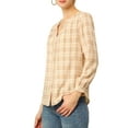 thumbnail image 4 of Unique Bargains Blouse Ample à Carreaux pour Femmes, Col Fendu, Manches Longues, 4 of 6