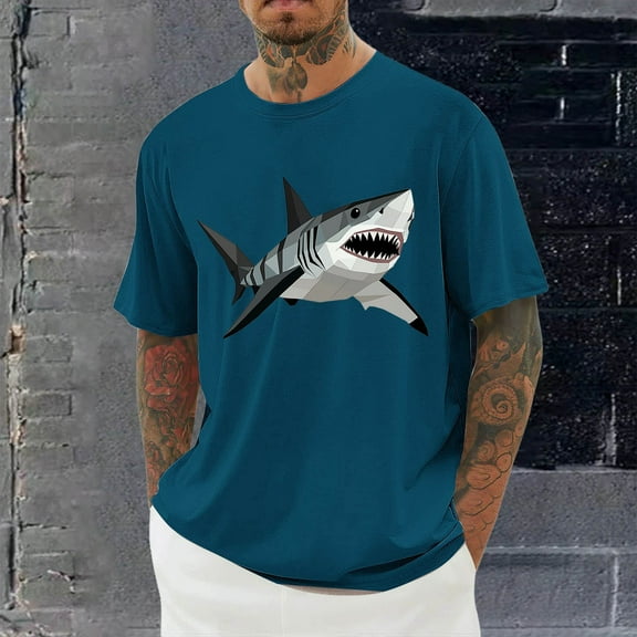 Bnwani Mens Shirts Printed Comfortable Shirts Short Sleeve Tee Sky Blue 3XL