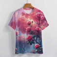 thumbnail image 4 of Enchanting Rose T-Shirt O Neck Retro Print Big Size T-Shirts Short Sleeve Tees Womens Pretty Design, 4 of 5