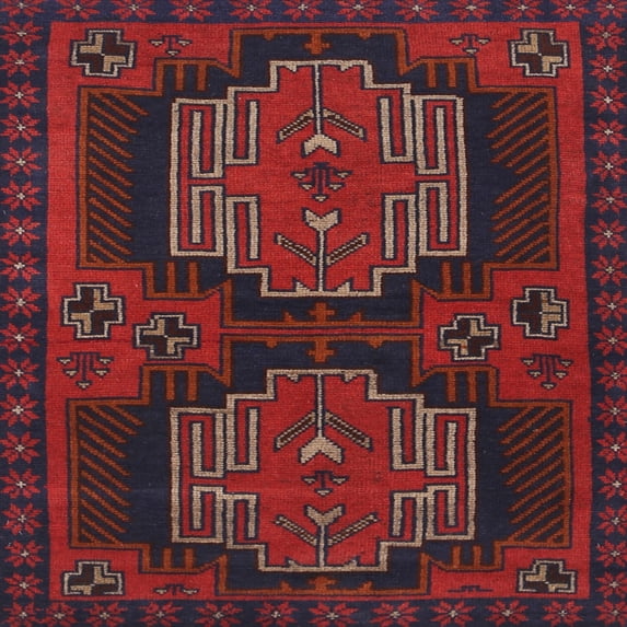Ahgly Company Indoor Square Traditional Red Persian Area Rugs, 6' Square